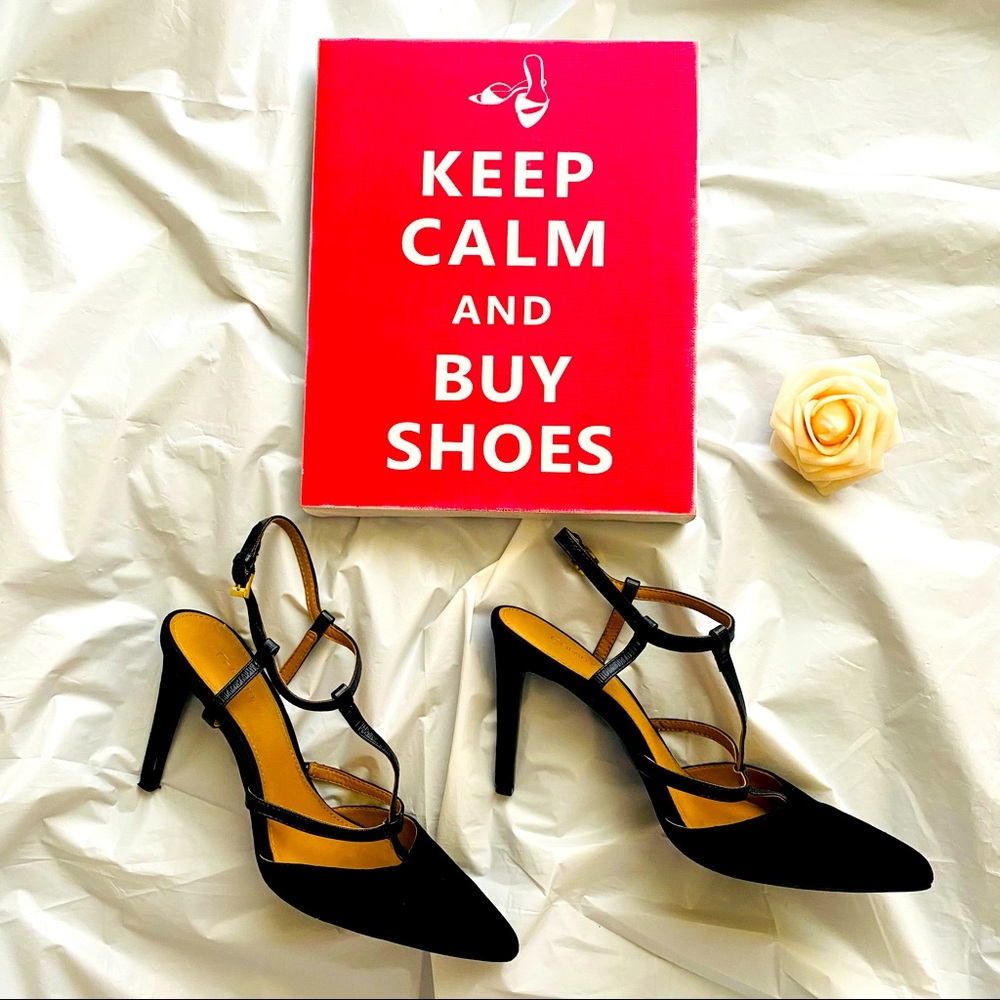 Calvin Klein Correne black open toe suede shoes